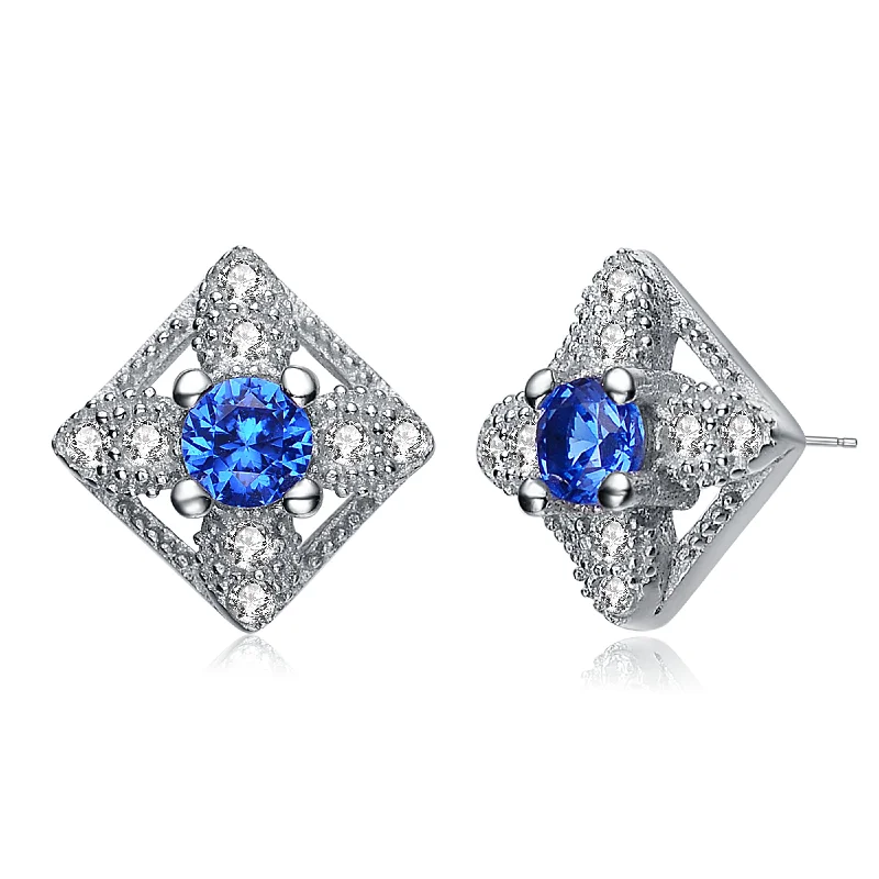 Cool Earrings For Style-Provence Bright Blue Cubic Zirconia Earrings