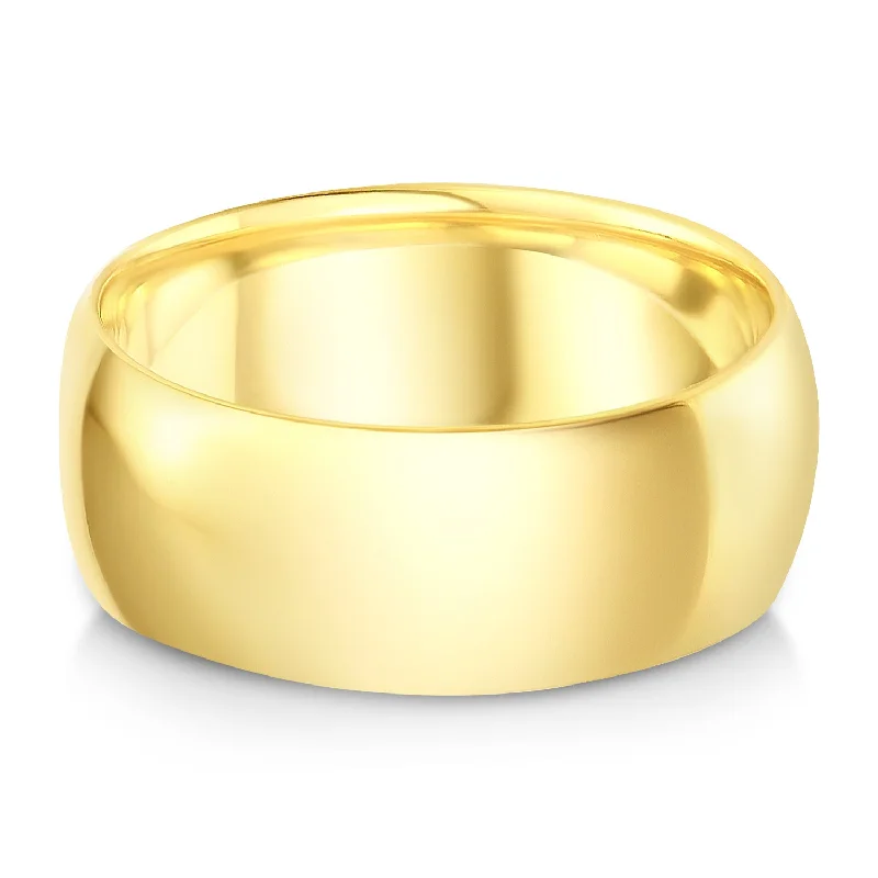 Stalwart Rings For Relentless Wear-14k Solid Gold 8mm Plain Comfort Fit Wedding Band