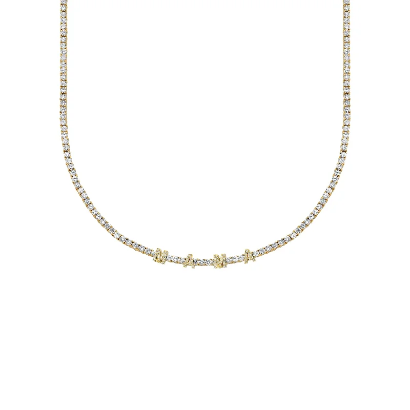 Necklaces Rate Tips-Perfect Personalized Collar Tennis Necklace - White Diamond / 14k Yellow Gold