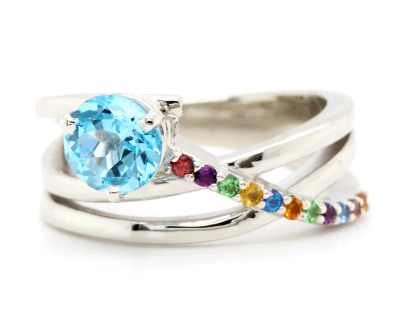 Rings Breadth Selections-Swiss Blue Rainbow Colorful Ring