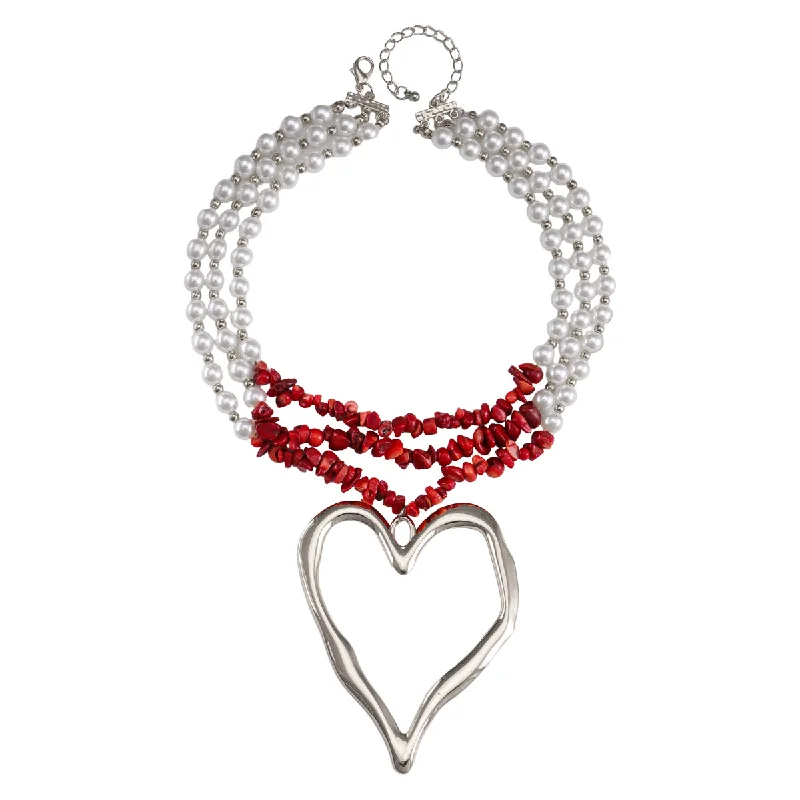 Red turquoise-Silver Heart