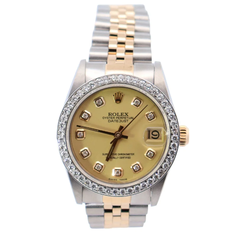 Best Spark Watches-Rolex Datejust 31mm Champagne Dial Watch Ref# 68273