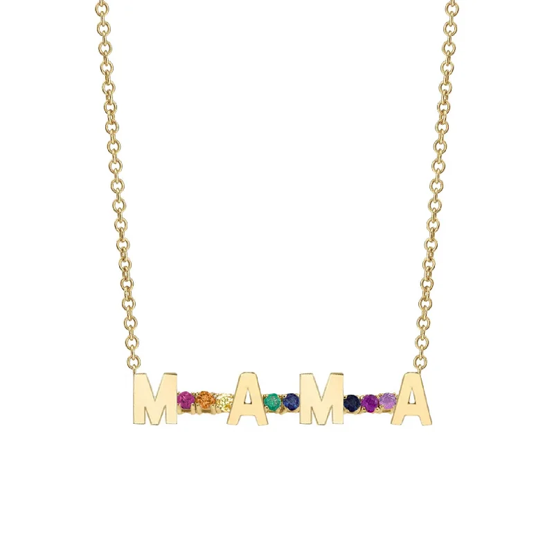 Fine Necklaces For Sleek-Mini Personalized Tennis Necklace - Rainbow / 14k Yellow Gold