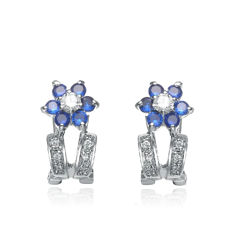 High Stay Earrings-Juliette Sapphire Flower Earrings