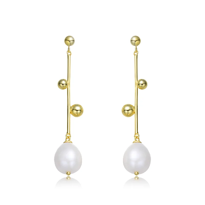 Earrings For Thick Ears-Brigitte Freshwater Snowflake Pearl Dangling Earrings