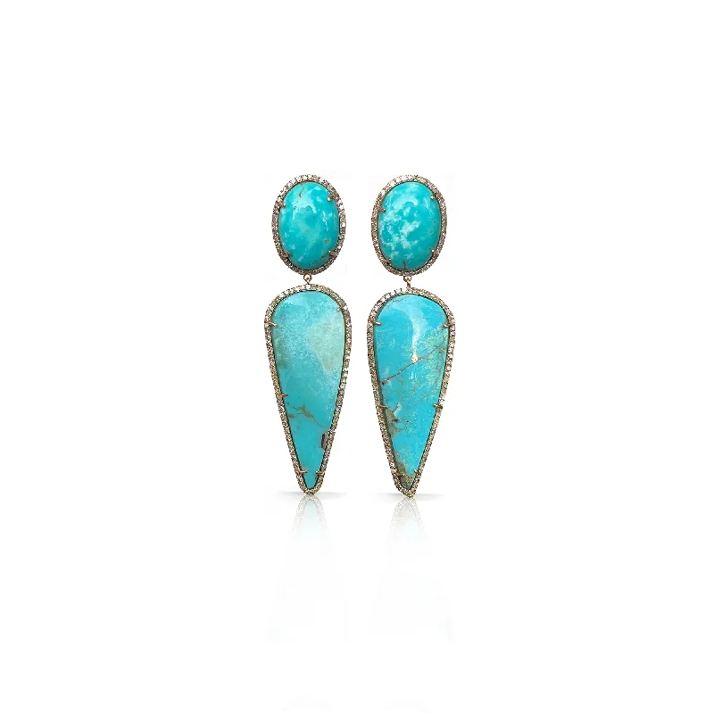 Earrings For High Glow-14k Turquoise Double Drop Earrings