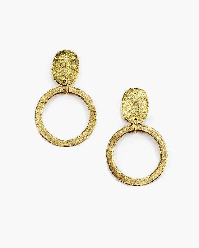 Earrings For Free Wear-Medium Hammered Circle Post Top Earring (ER497)