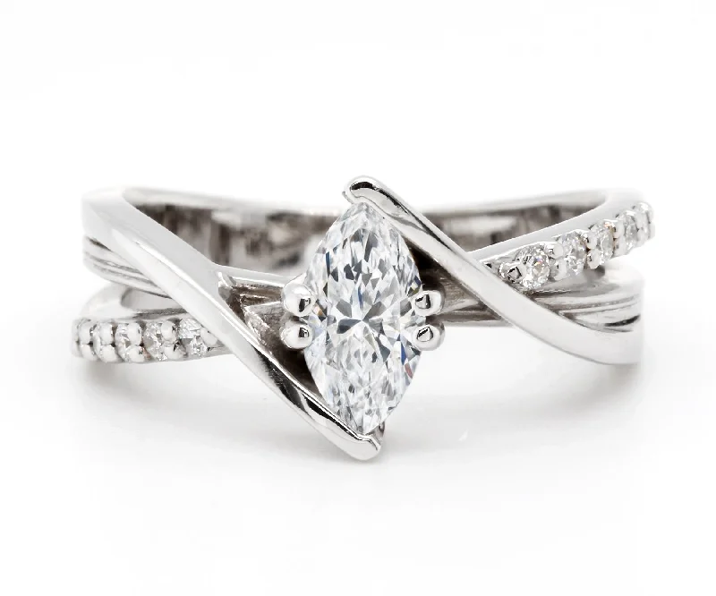 Rings For Billowy Layers-Modern Multirow Marquise Diamond Engagement Ring