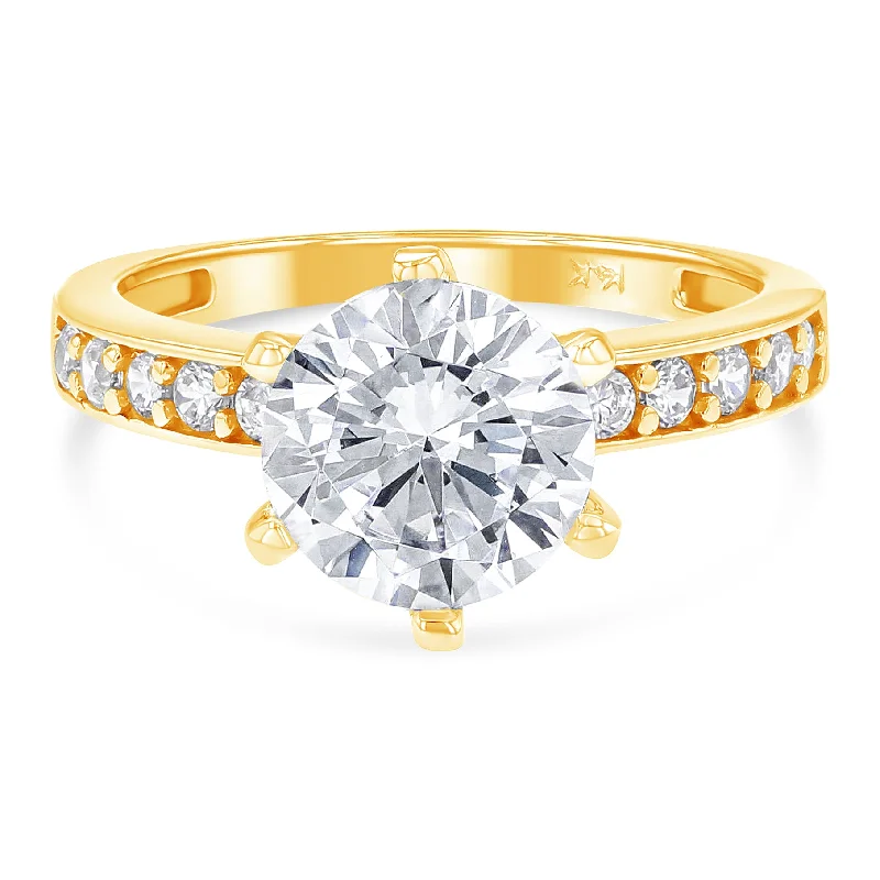 Rings Contour Ranges-14K Gold 2.25 Ct Round Cut Solitaire CZ Wedding Engagement Ring