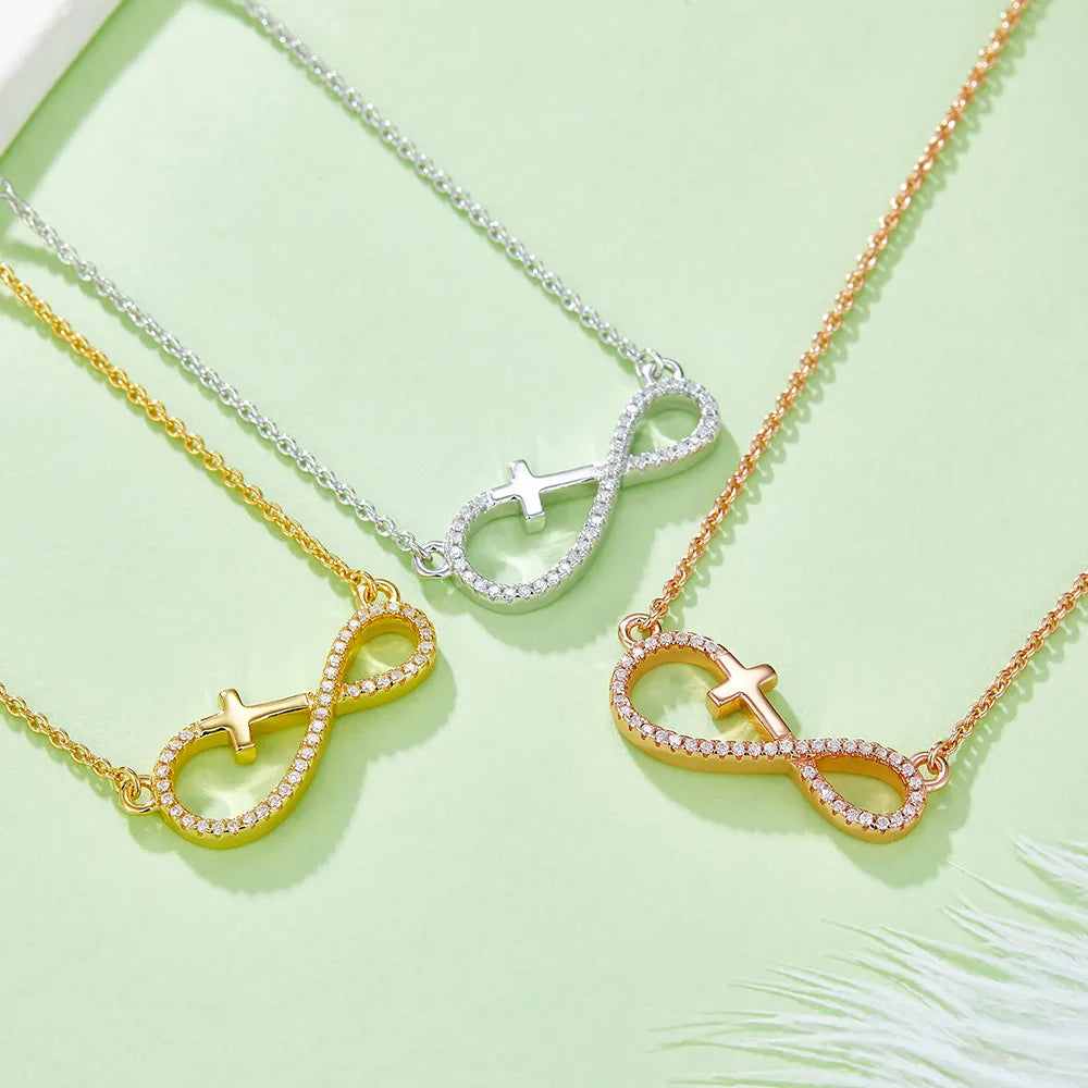 Necklaces Use Rating-Elegant Simple Style Cross Infinity Sterling Silver Plating Inlay Moissanite Rose Gold Plated Gold Plated Silver Plated Necklace