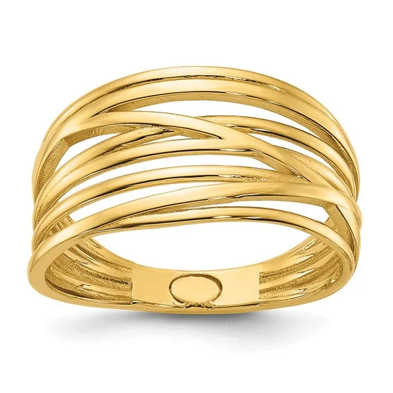 Best Silent Rings-14k Yellow Gold Criss-Cross Fashion Ring