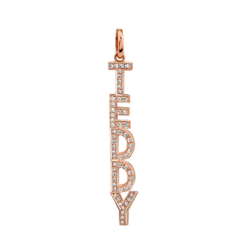 Necklaces For Fine Links-Custom Letter Pendant - White Diamond / 14k Rose Gold