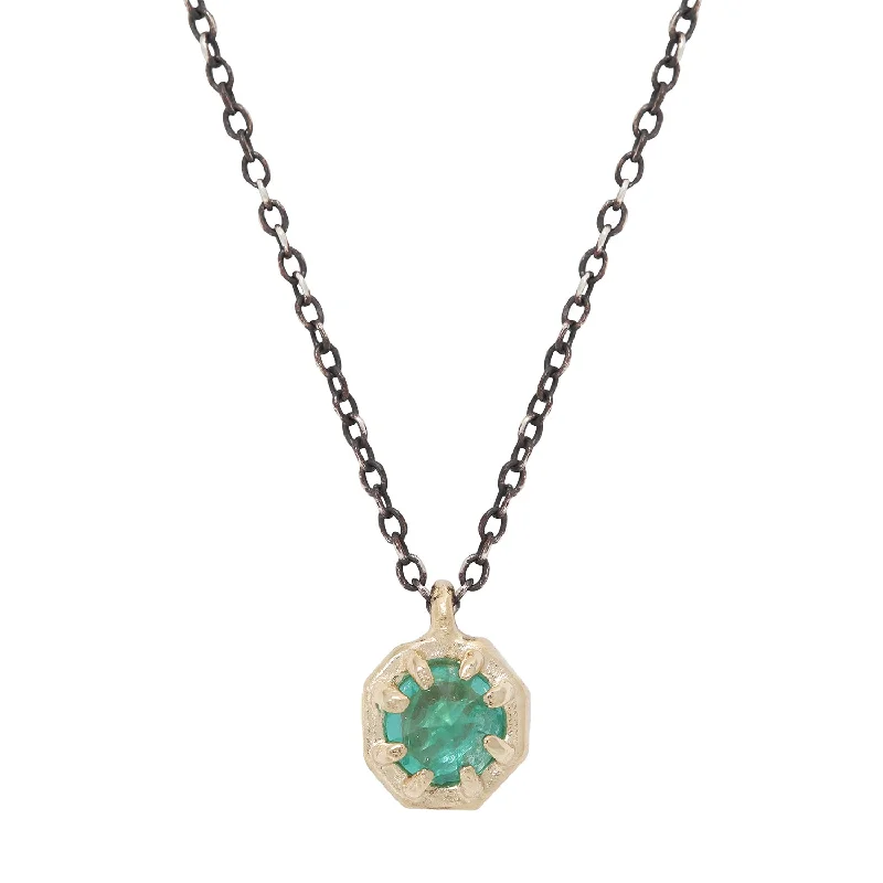 Necklaces For Stacked Style-Small Emerald Octagon Necklace