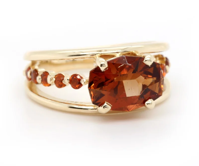 Rings For Windy Walks-Geometric Orange Topaz Citrine Gold Ring