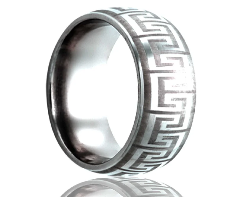 Rings For Soggy Seasons-Men's Dome Tungsten Laser Pattern Ring