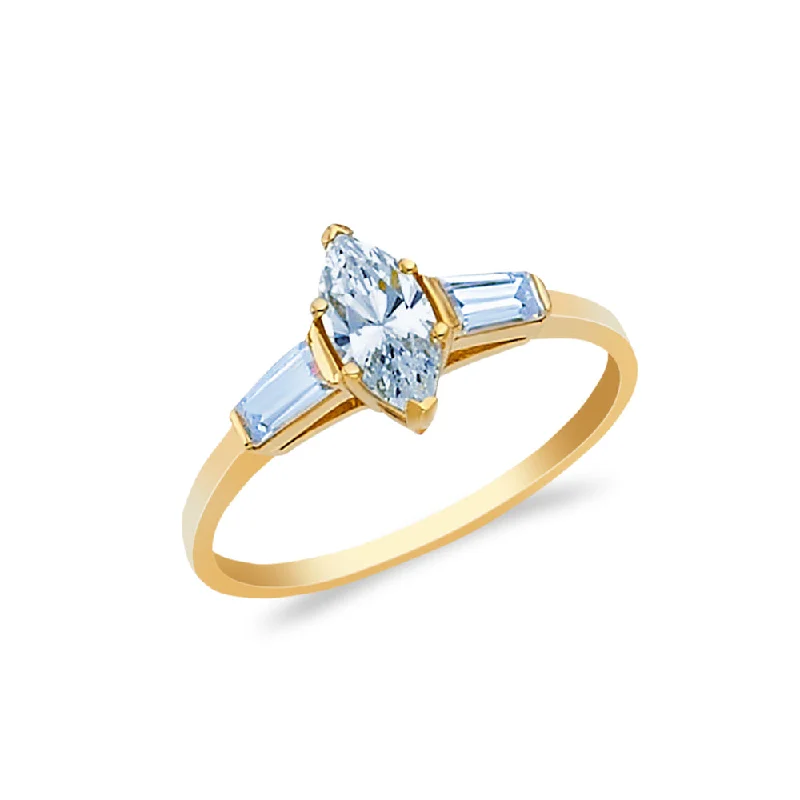 Rings For Curved Palms-14K Gold  0.75 Ct. Marquise Cut CZ Wedding Engagement Ring