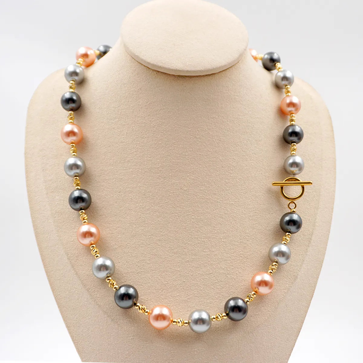 Necklaces Scale Options-Elegant Glam Geometric Imitation Pearl Toggle Beaded Plating Gold Plated Women's Necklace