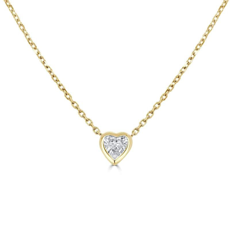 Prime Necklaces For Luxe Style-14k Gold & Bezel Heart Diamond Necklace