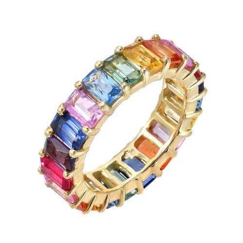 Rings For Cropped Styles-Sapphire Multicolor Eternity Ring