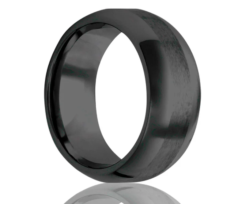 Rings Gleam Tricks-Black Satin Center Ceramic Ring