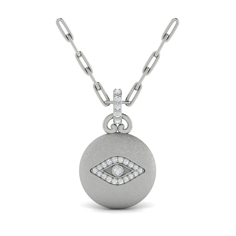 Necklaces For Pewter Shine-Diamond Evil Eye Pendant Link Necklace