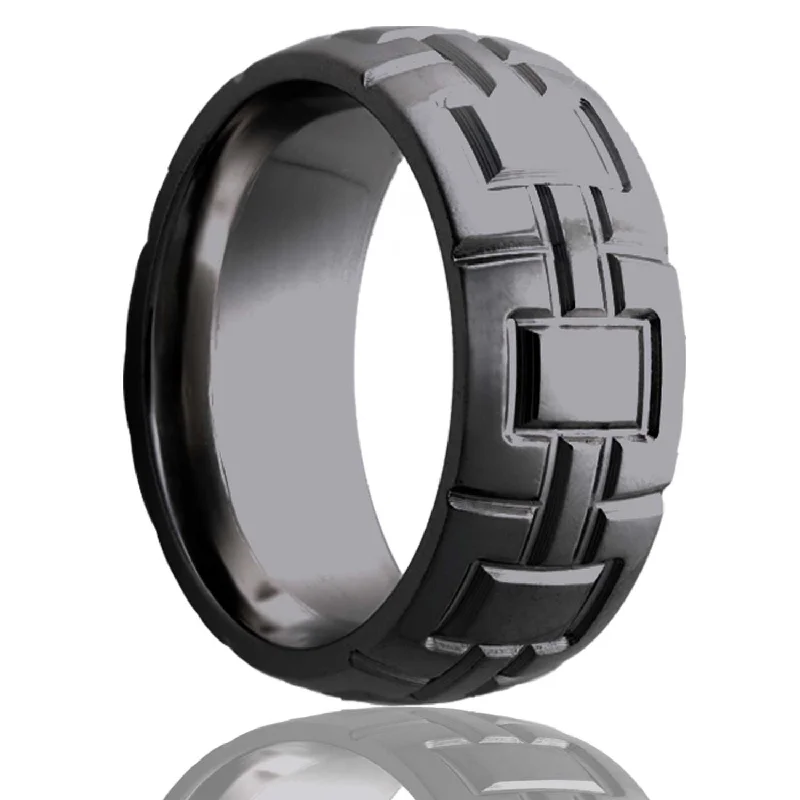 Rings For Disco Fever-Dome Zirconium Ring with a Milled Pattern