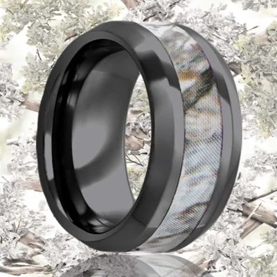 Rings For Vivid Shine-Black Diamond Ceramic Ring with Camouflage Inlay