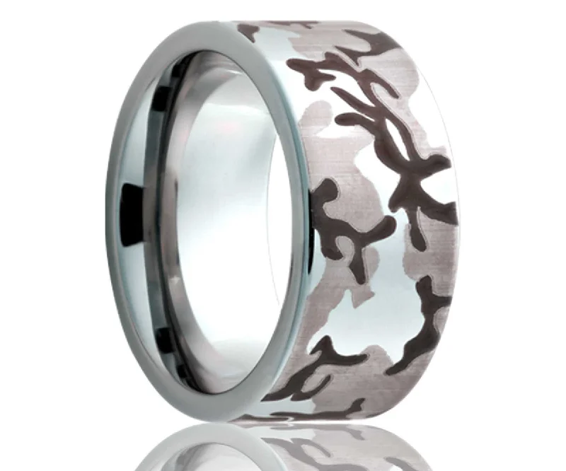 Best Zing Rings-Flat Urban Camo Engraved Titanium Ring