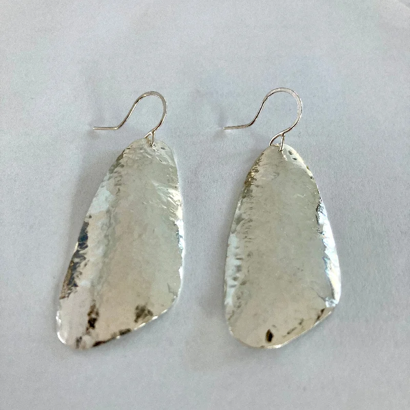 Robust Earrings For Tough Wear-Sterling Silver Long Pebble Earrings