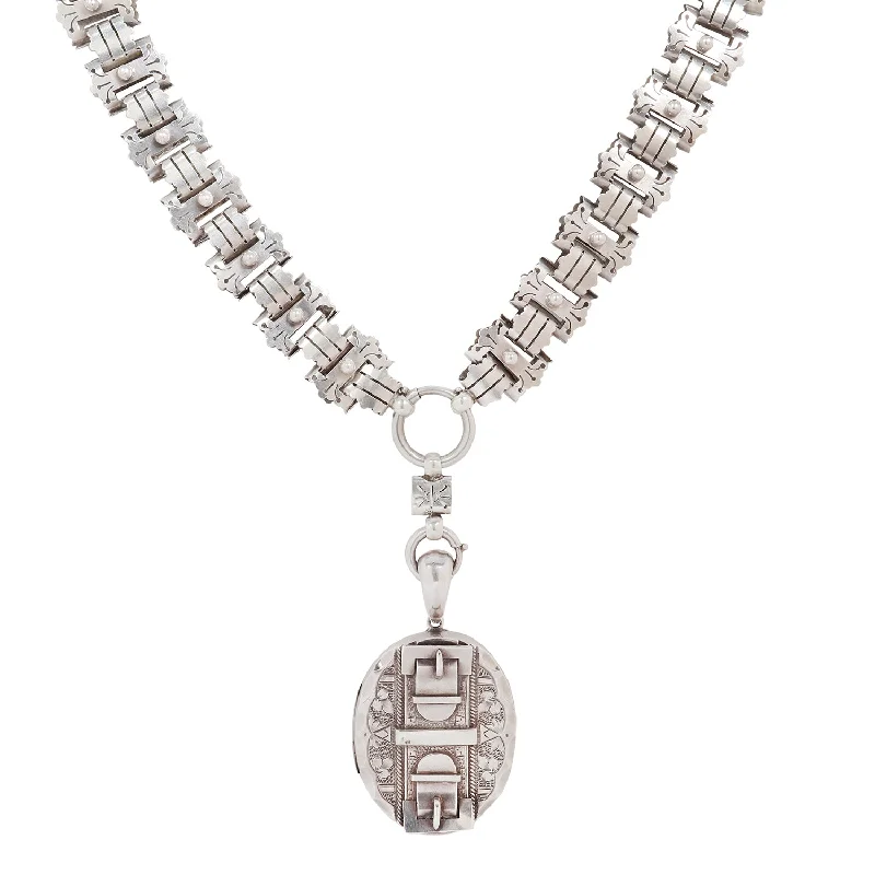 Necklaces For Strong Shine-Antique Silver Buckle Necklace