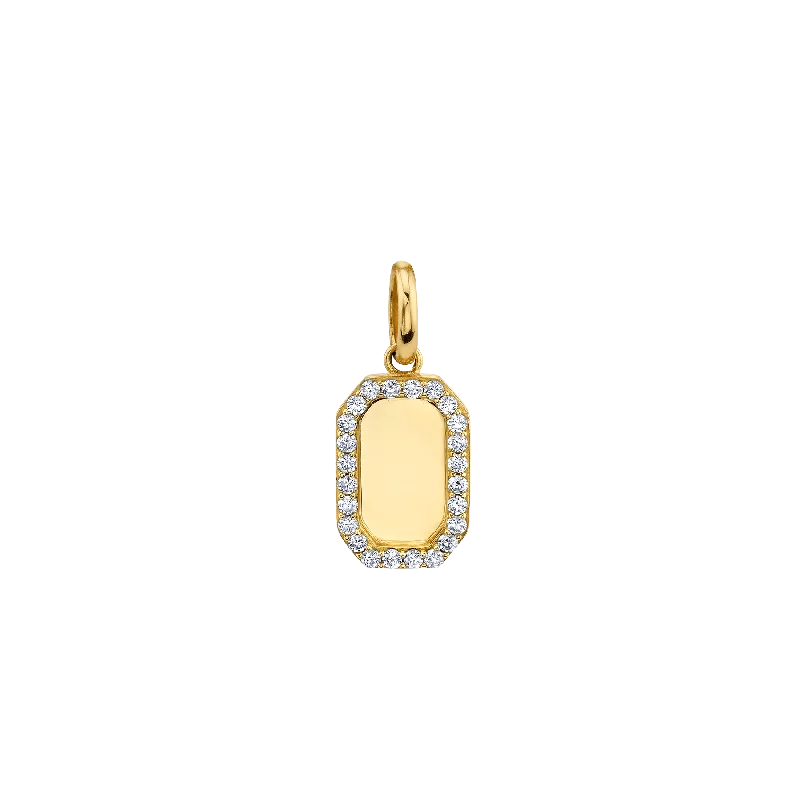 Necklaces For Quiet Glow-Rectangle Pendant - White Diamond / 14k Yellow Gold