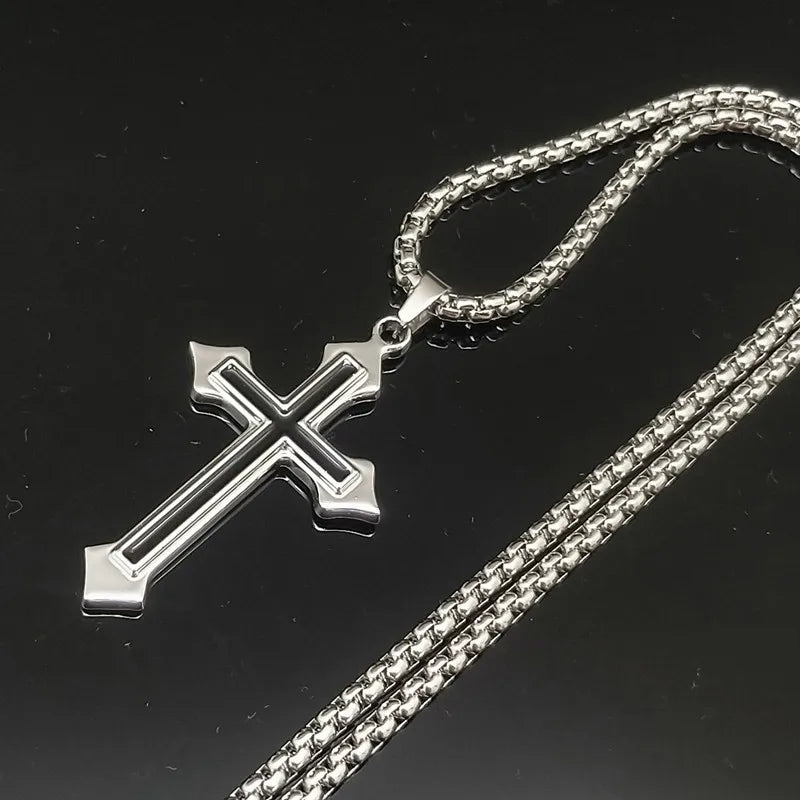 Necklaces For Dense Wear-Fashion Cross Stainless Steel Plating Unisex Pendant Necklace