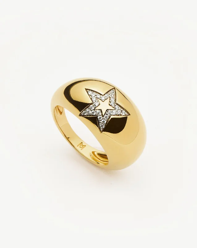 Rings For Humid Falls-Celestial Pave Star Dome Ring | 18ct Gold Vermeil/Cubic Zirconia