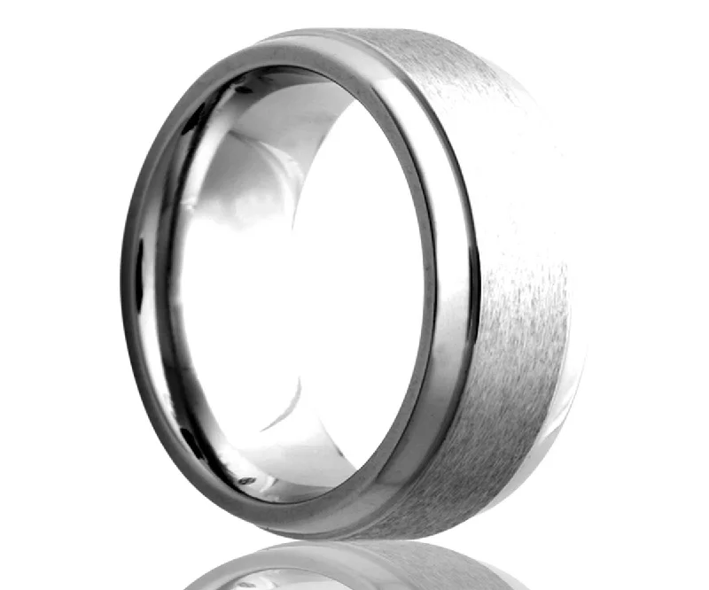 Rings Dust Rituals-Cobalt Flat Edge Raised Satin Ring