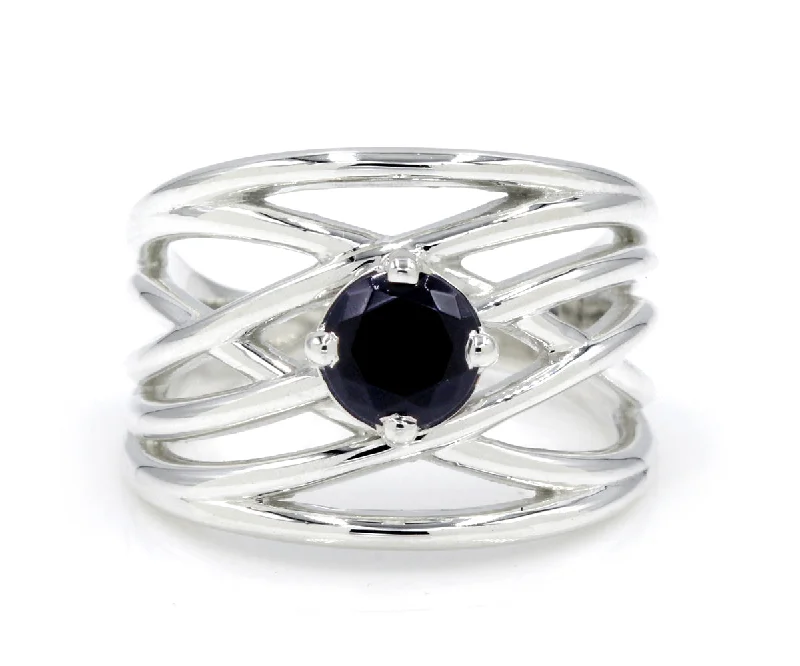 Most Resilient Rings-Black Onyx Statement Wide Weave Ring