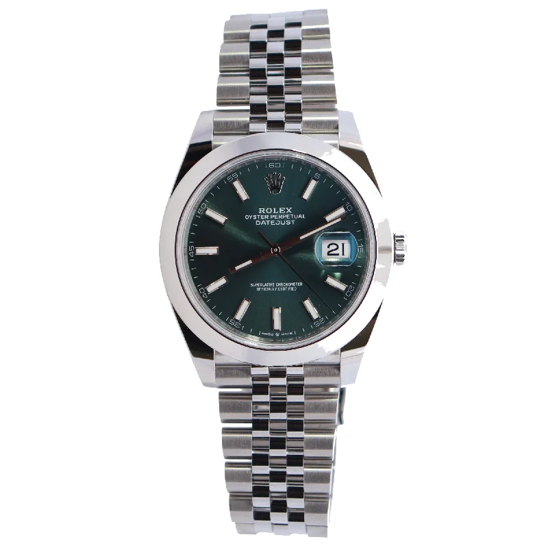 Watches For Coat Flair-Rolex Datejust 41mm Green Dial Watch Ref# 126300