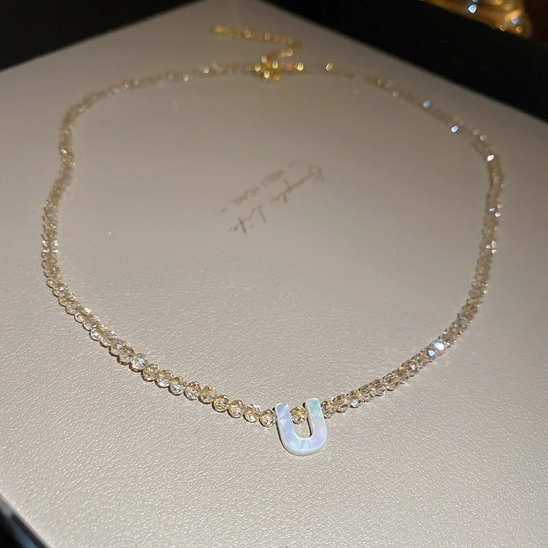 21# Gold Necklace-Letter U