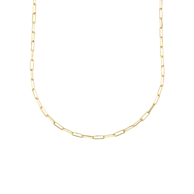 Necklaces For Hair Ties-Rectangle Chain Necklace - 14k Yellow Gold