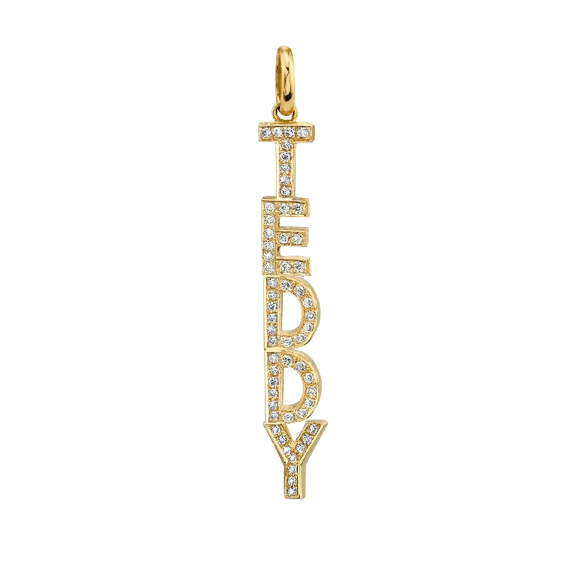 Necklaces For Full Pendants-Custom Letter Pendant - White Diamond / 14k Yellow Gold