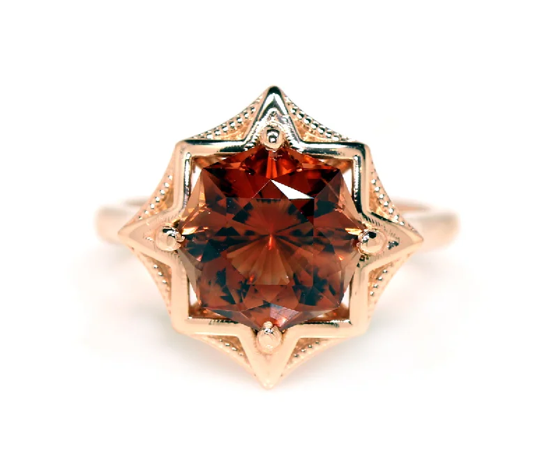 Rings For Gritty Wear-Sunstone Starburst Rose Gold Ring