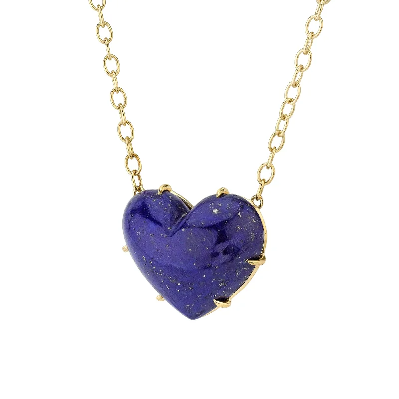 Necklaces Get Tips-Ultimate Juicy Heart Necklace - Blue Lapis / 14k Yellow Gold