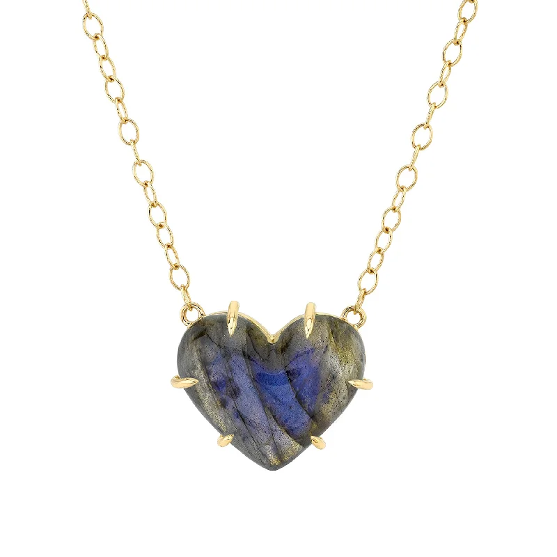 Necklaces For Loose Wear-Juicy Heart Necklace - Labradorite / 14k Yellow Gold