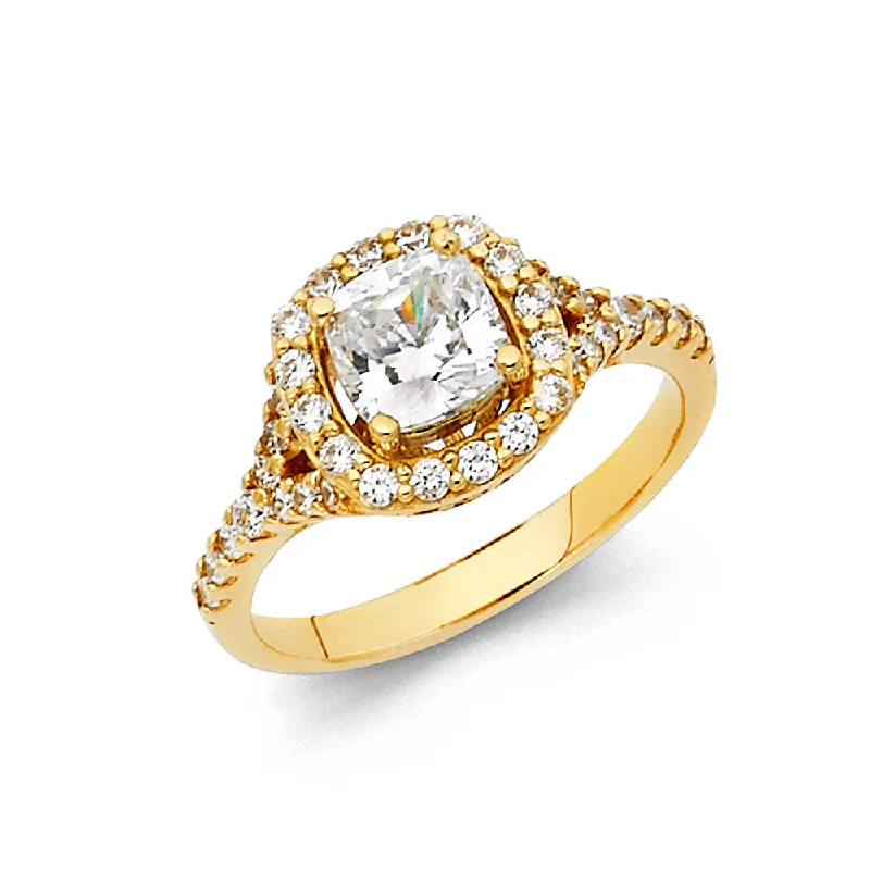 Rings For Dusk Radiance-14K Solid Gold CZ Solitaire Women's Engagement Wedding Ring