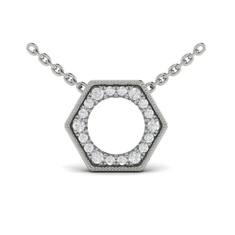 Hefty Necklaces For Boldness-Diamond Open Honeycomb Pendant Necklace