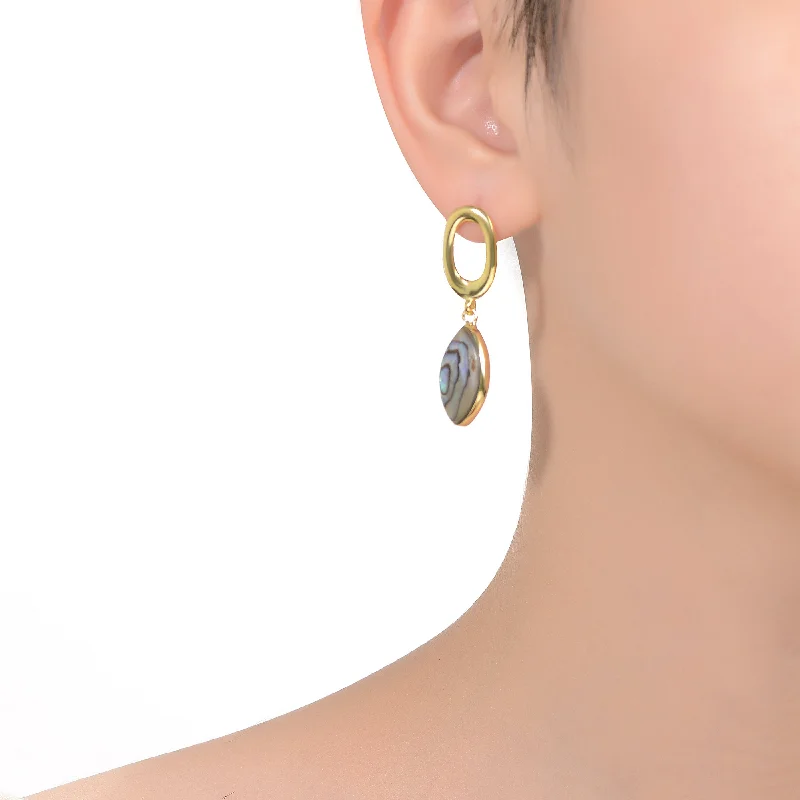 Earrings For Quick Trips-Océan Curvy Abalone Drop Earrings