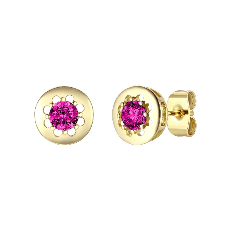 Earrings For Lean Looks-Daphne Solitaire Bezel Stud Pink Earrings