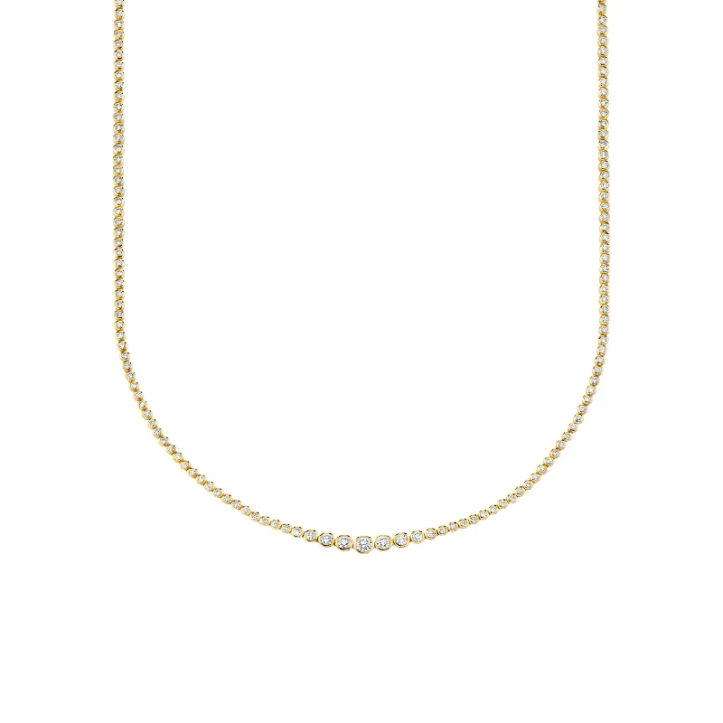 Super Bold Necklaces-Riviera Necklace - White Diamond / 14k Yellow Gold