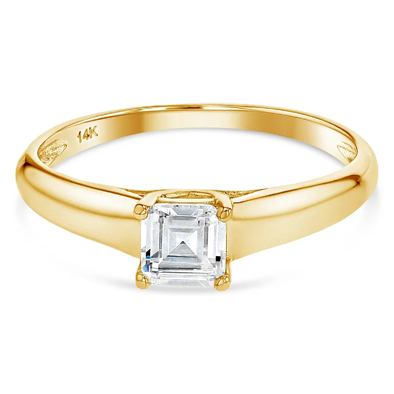 Rings Cling Comfort-14K Gold  0.75 Princess Cut CZ Wedding Engagement Ring