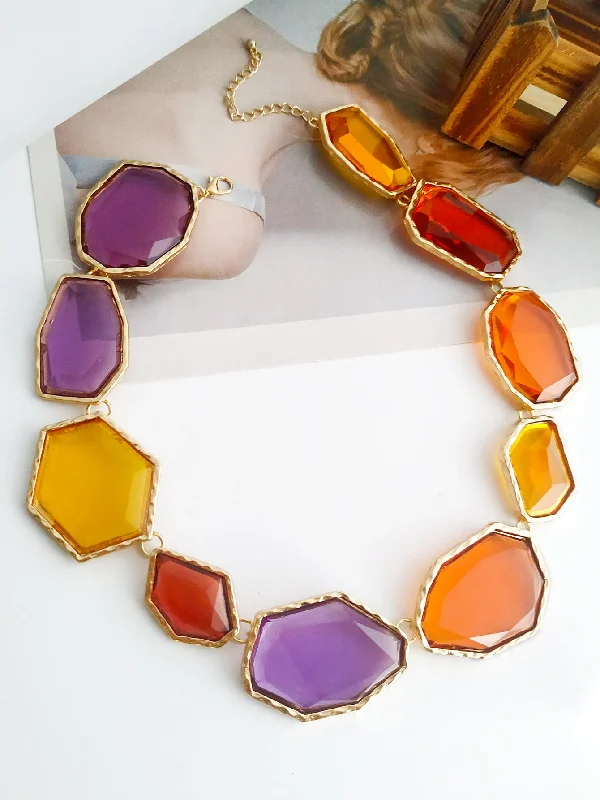 Necklaces Deal Guide-Exaggerated Artistic Irregular Alloy Inlay Acrylic Women's Necklace