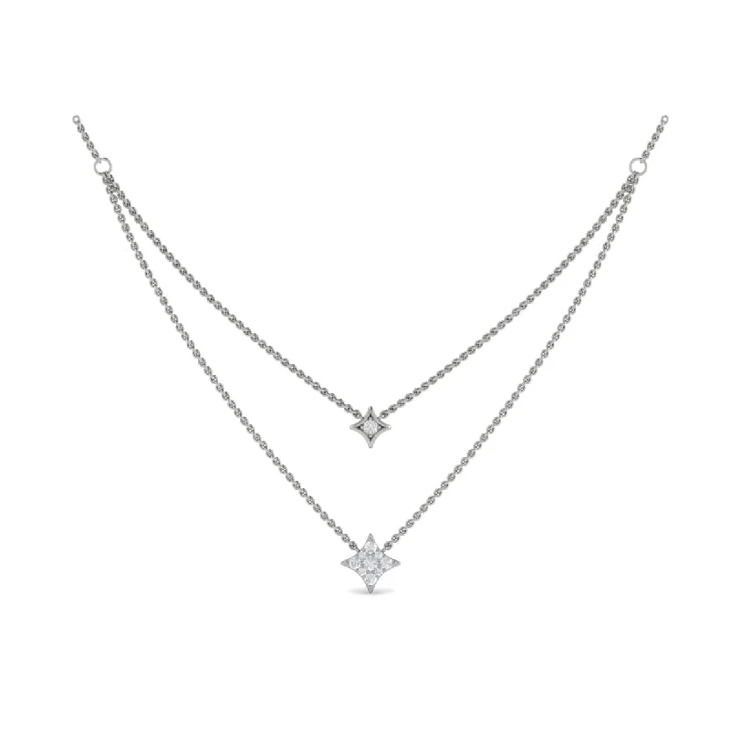 Necklaces Crafter Reviews-Two Row Diamond Vlora Star Pendant Necklace